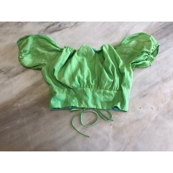 Majorelle Crop Off The Shoulder Corset Top s Corset Peasant Lime Green - Picture 2 of 10